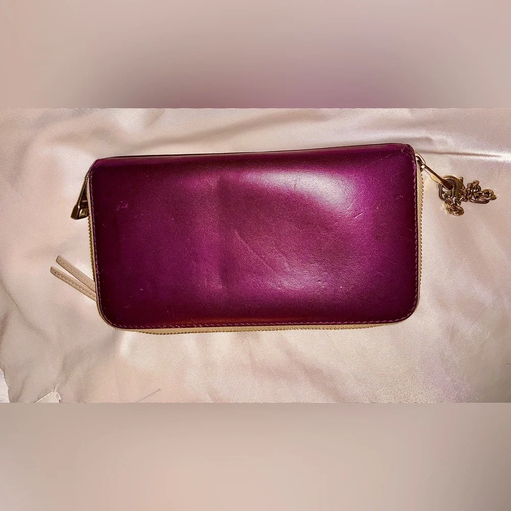 Chloe 2 Color Zipper Wallet - Maroon/Eggplant